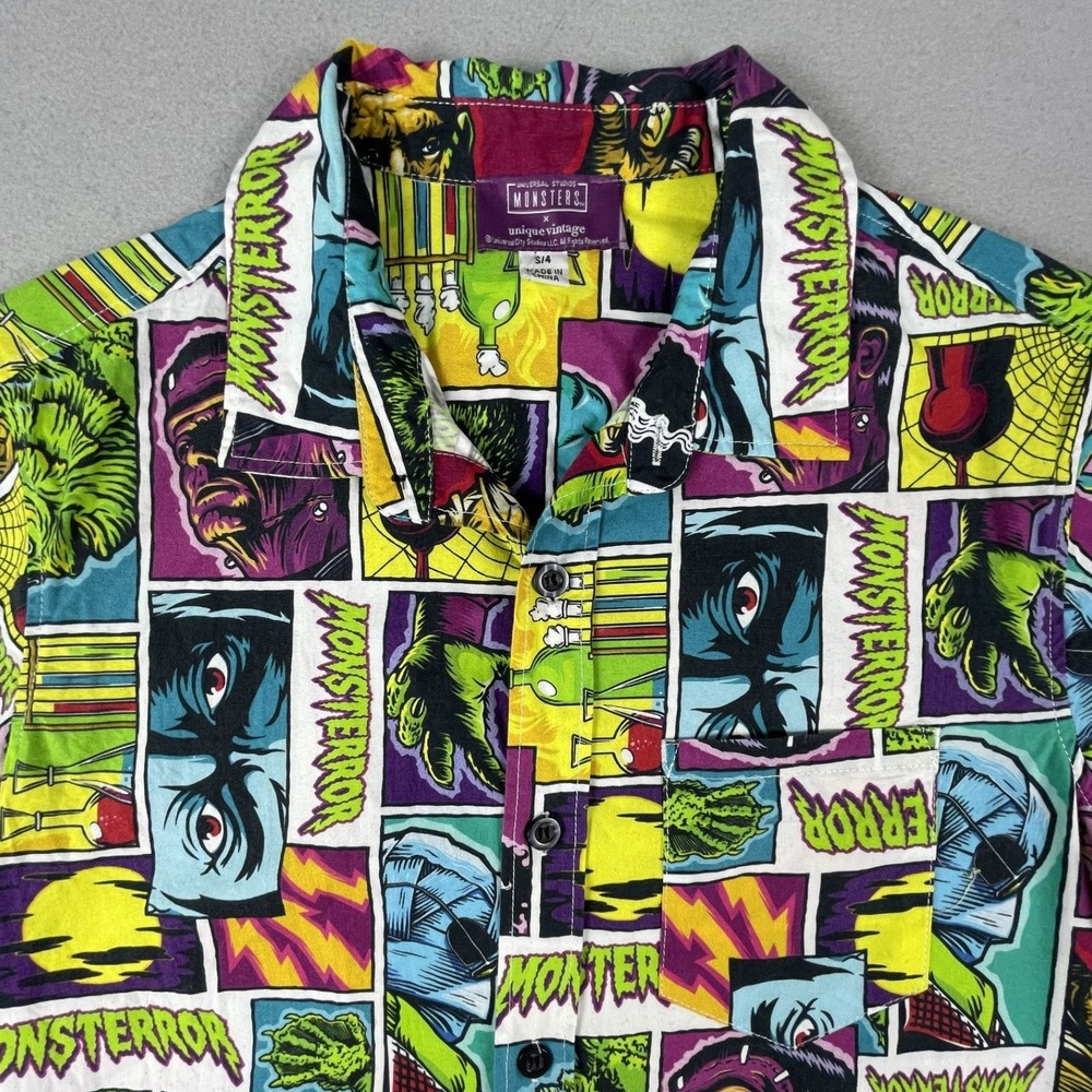 Unique Vintage x Universal Studios Monsters Button Up Unisex Small Comic Shirt - Picture 2 of 8